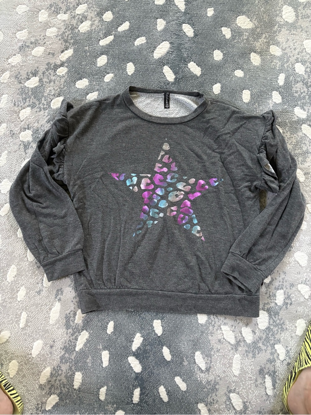 Tween Charcoal Lightweight Sweatshirt with Multicolor Star Print